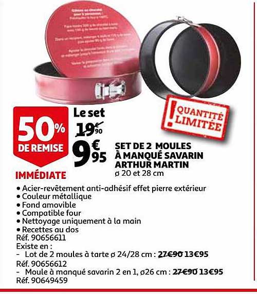 set de 2 moules à manqué savarin arthur martin