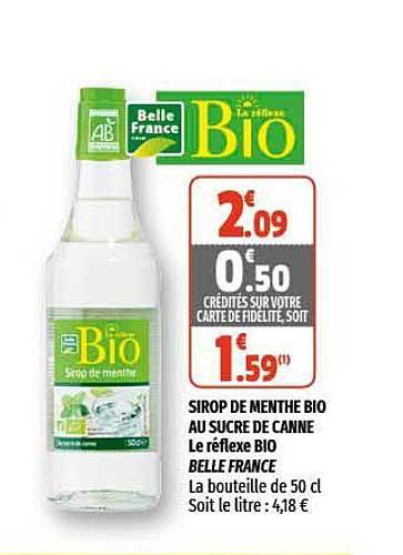 sirop de menthe bio au sucre de canne le réflexe bio belle france