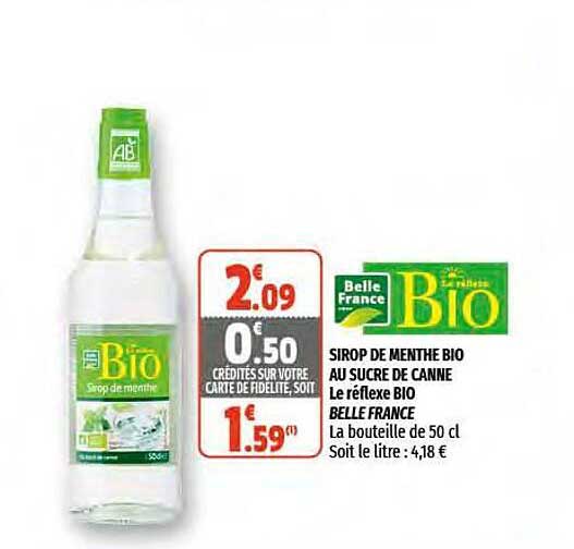 sirop de menthe bio au sucre de canne le réflexe bio belle france