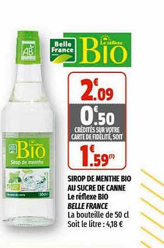 sirop de menthe bio au sucre de canne le réflexe bio belle france