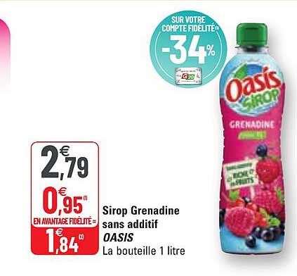 sirop grenadine sans additif oasis