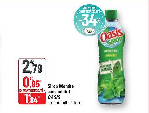 sirop menthe sans additif oasis