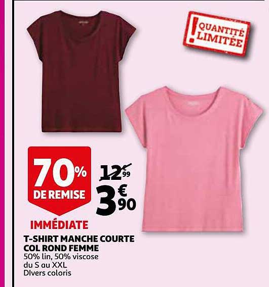 t-shirt manche courte col rond femme