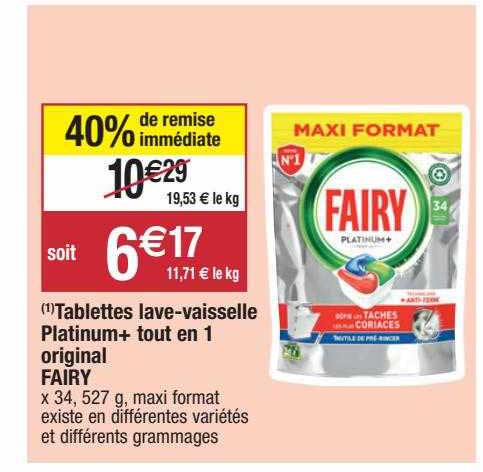 tablettes lave-vaisselle platinum+ tout en 1 original fairy