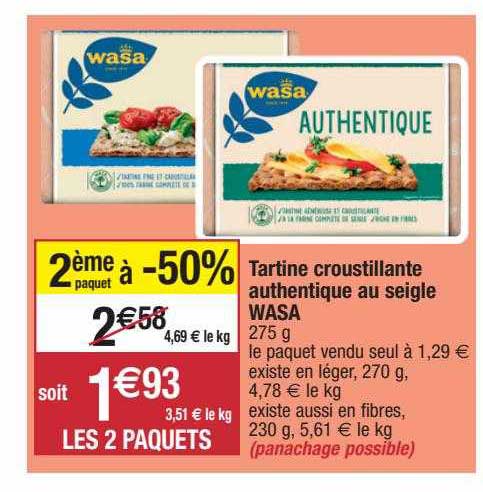 tartine croustillante authentique au seigle wasa