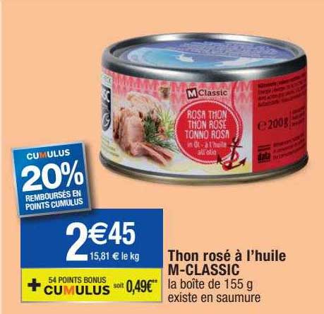 thon rosé à l'huile m-classic