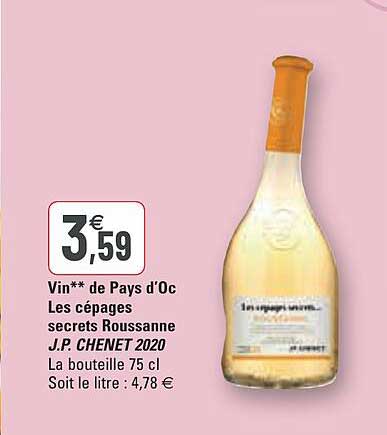 vin de pays d'oc les cépages secrets roussanne j.p. chenet 2020