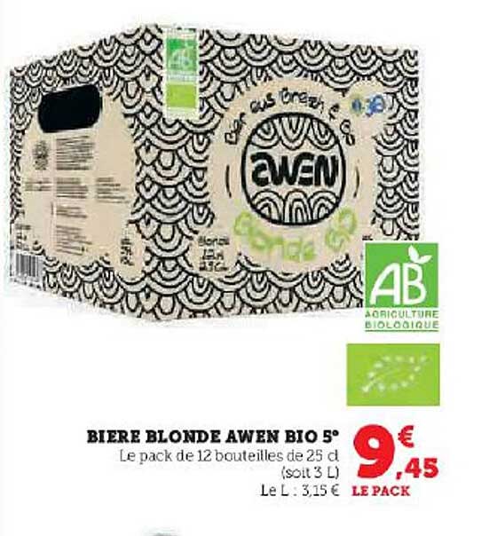 Bière Blonde Awen Bio 5°