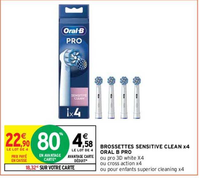brossettes sensitive clean x 4 oral b pro