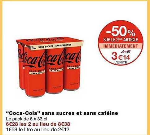 "coca-cola" sans sucres et sans caféine