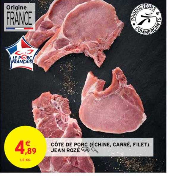côte de porc (échine, carré, filet) jean rozé