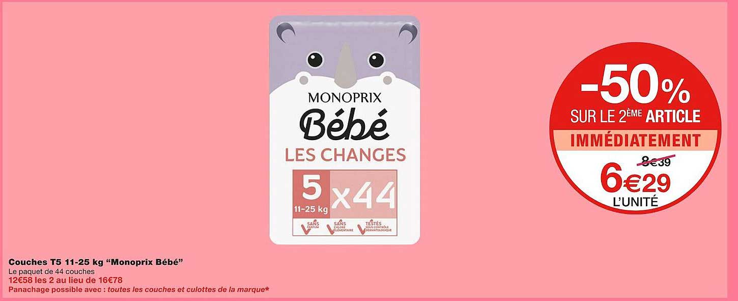 Couches T5 11-25 Kg "monoprix Bébé"