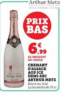 crémant d'alsace aop ice demi-sec arthur metz
