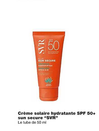 crème solaire hydratante spf 50+ sun secure "svr"