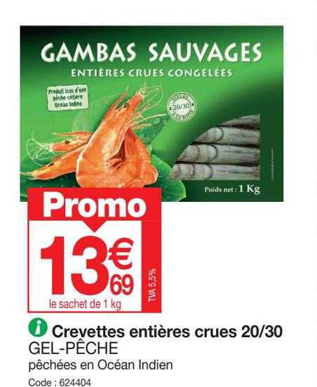 crevettes entières crues 20-30 gel-pêche