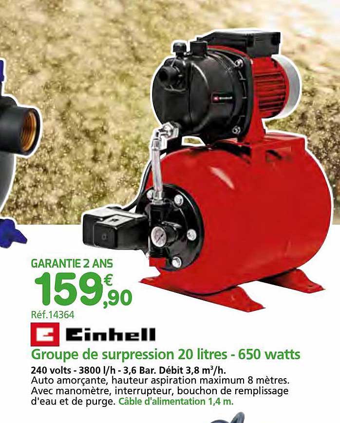 groupe de surpression 20 litres - 650 watts einhell