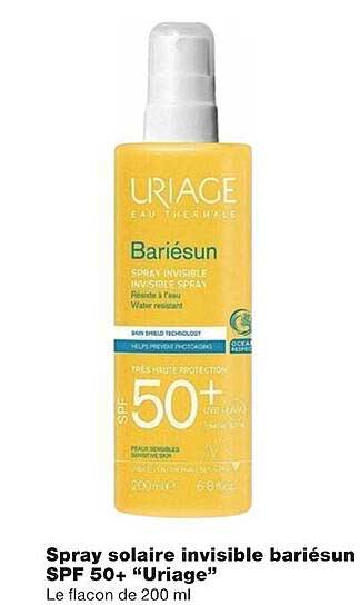 spray solaire invisible bariésun spf 50+ "uriage"