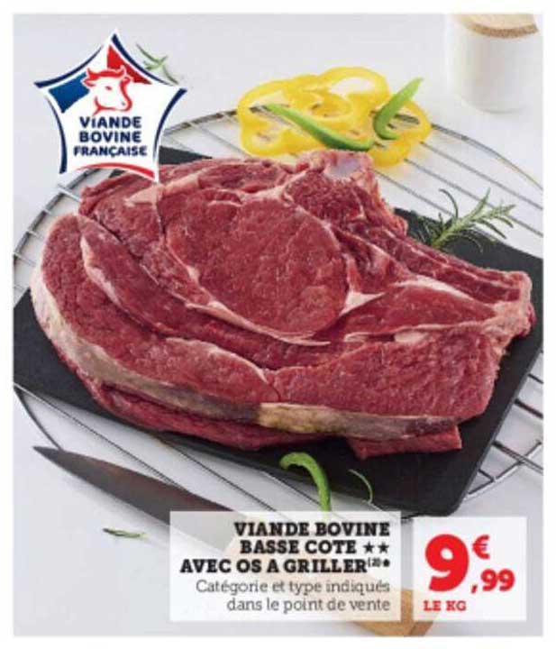viande bovine basse côte**avec os à griller