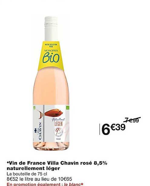 vin de france villa chavin rosé 8,5% naturellement léger