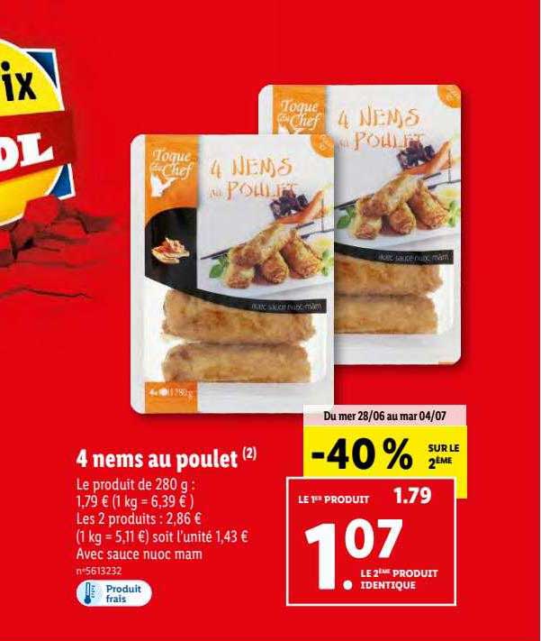 4 Nems Au Poulet Toque Du Chef