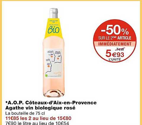 a.o.p. côteaux-d'aix-en-provence agathe vin biologique rosé