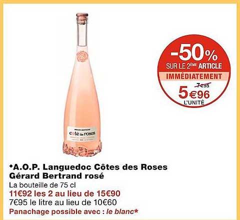 a.o.p. languedoc côtes des roses gérard bertrand rosé
