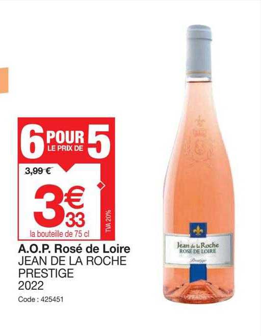 a.o.p. rosé de loire jean de la roche prestige 2022
