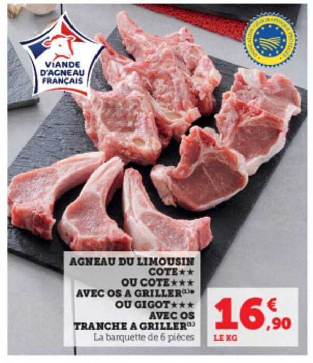 agneau du limousin côte**ou côte***avec os à griller ou gigot***avec os tranche à griller