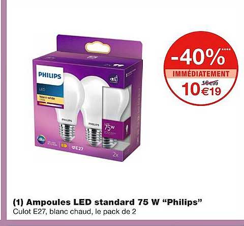 ampoules led standard 75w "philips"