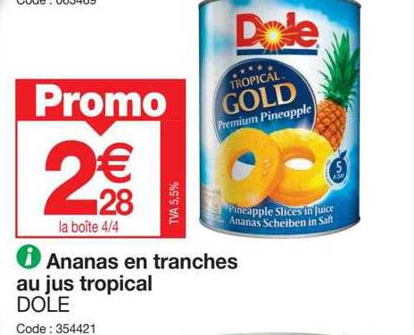 ananas en tranches au jus tropical dole