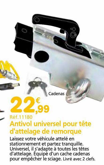 antivol universel pour tête d'attelage de remorque