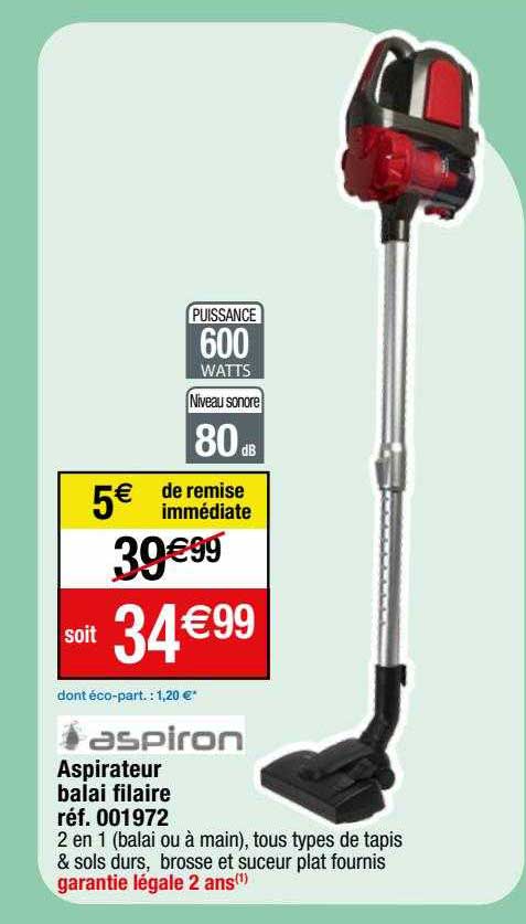 Aspirateur Balai Filaire Aspiron