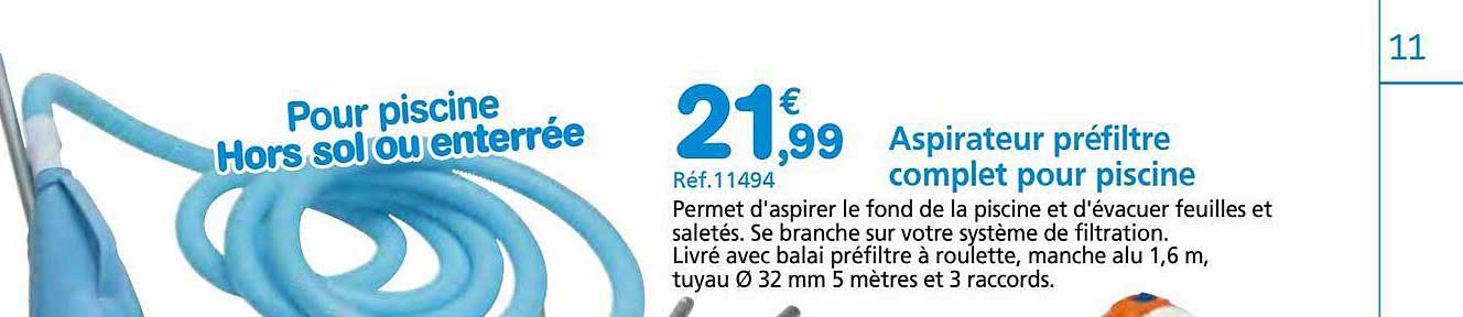aspirateur préfiltre complet pour piscine