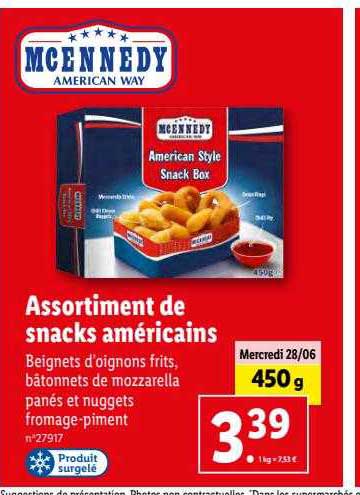 assortiment de snacks américains mcennedy