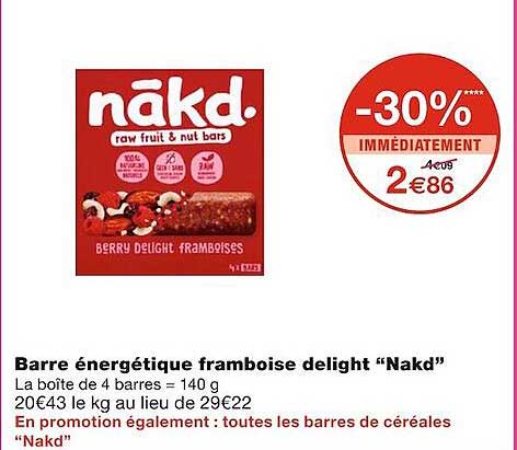 barre énergétique framboise delight "nakd"