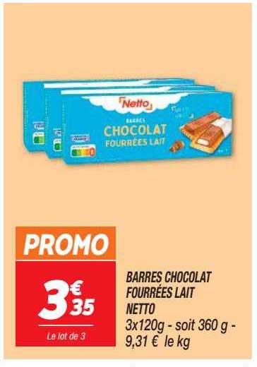 Barres Chocolat Fourrées Lait Netto
