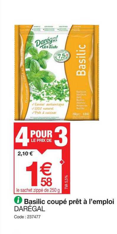 basilic coupé prêt à l'emploi darégal