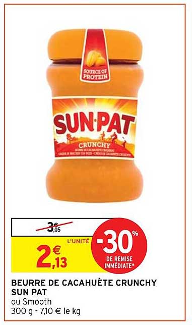 beurre de cacahuète crunchy sun pat