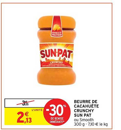 beurre de cacahuète crunchy sun pat