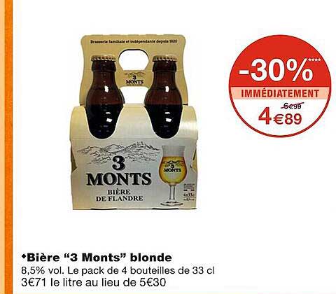 Bière "3 Monts" Blonde