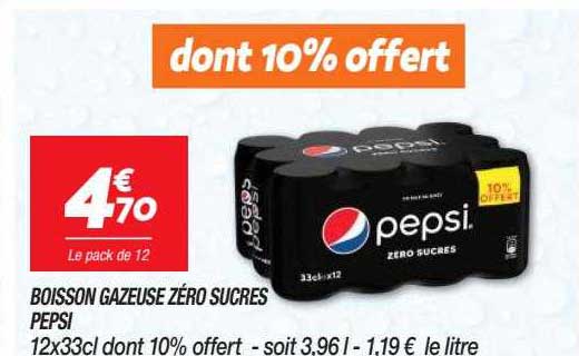 Boisson Gazeuse Zéro Sucres Pepsi