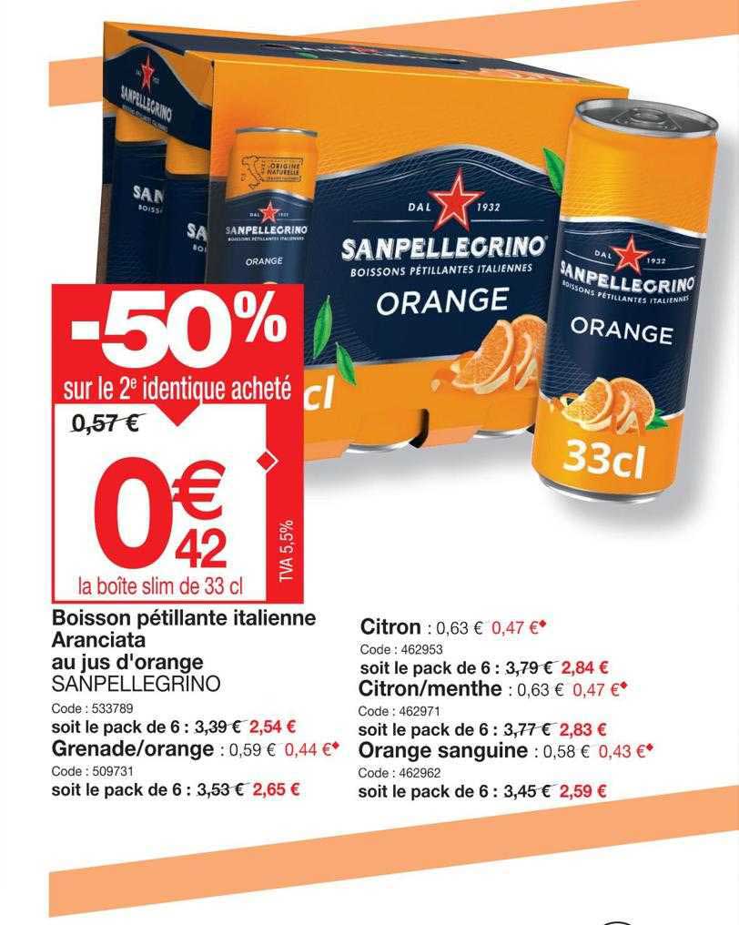 boisson pétillante italienne aranciata au jus d'orange san pellegrino