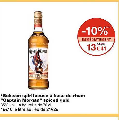 boisson spiritueuse à base de rhum "captain morgan" spiced gold