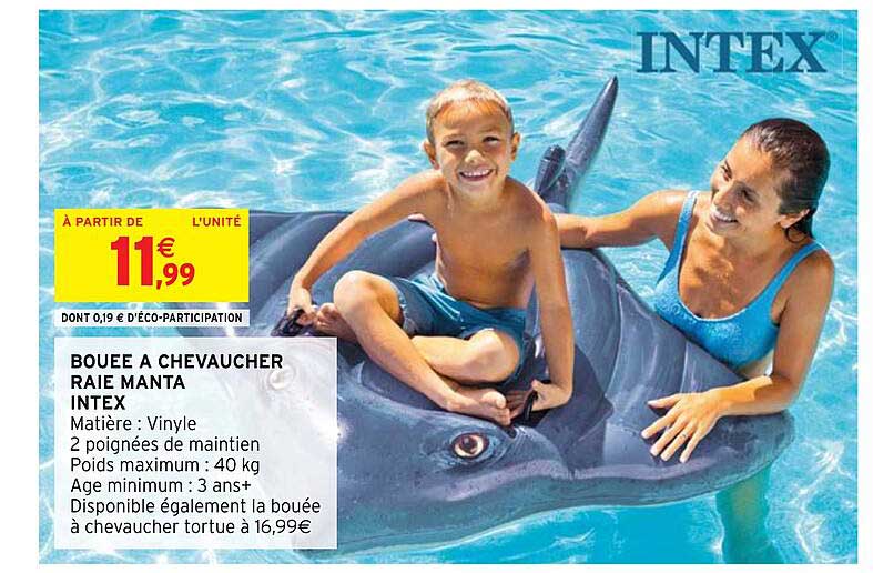 bouée à chevaucher raie manta intex