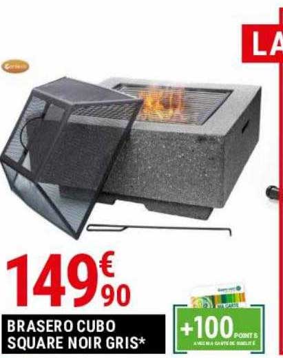 brasero cubo square noir gris