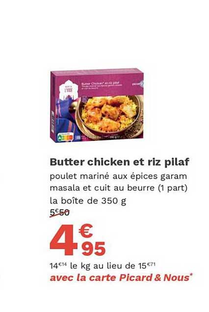 butter chicken et riz pilaf