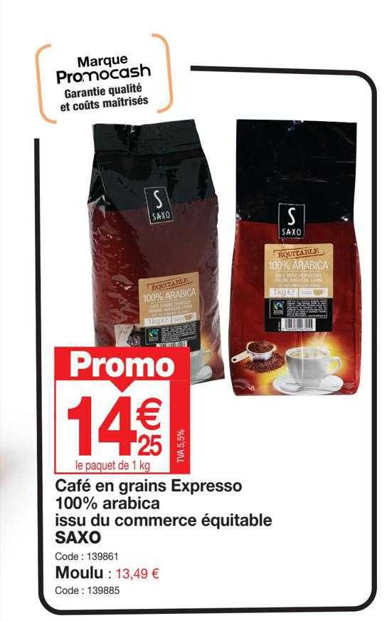café en grains expresso 100% arabica issu du commerce équitable saxo