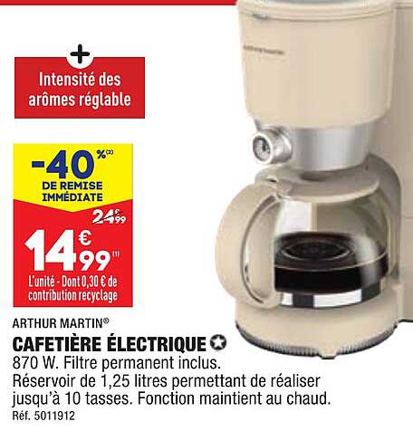 Cafetière électrique Arthur Martin