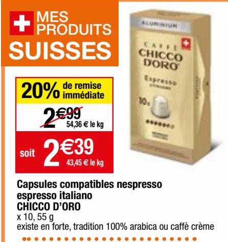 capsules compatibles nespresso espresso italiano chicco d'oro