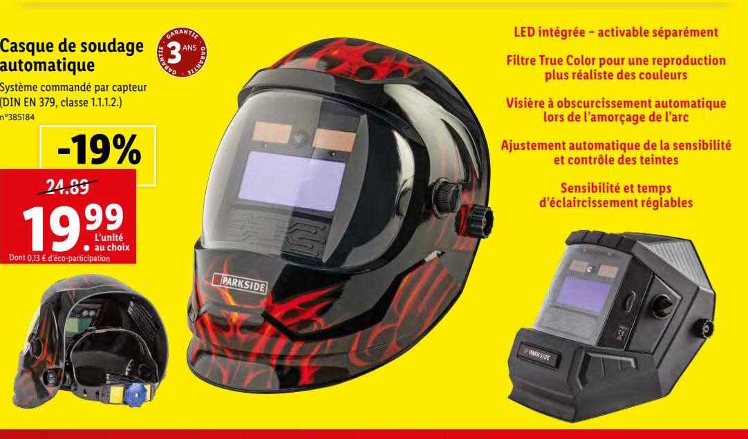 casque de soudage automatique parkside